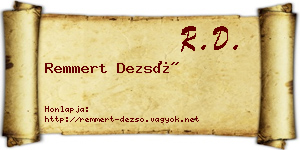 Remmert Dezső névjegykártya